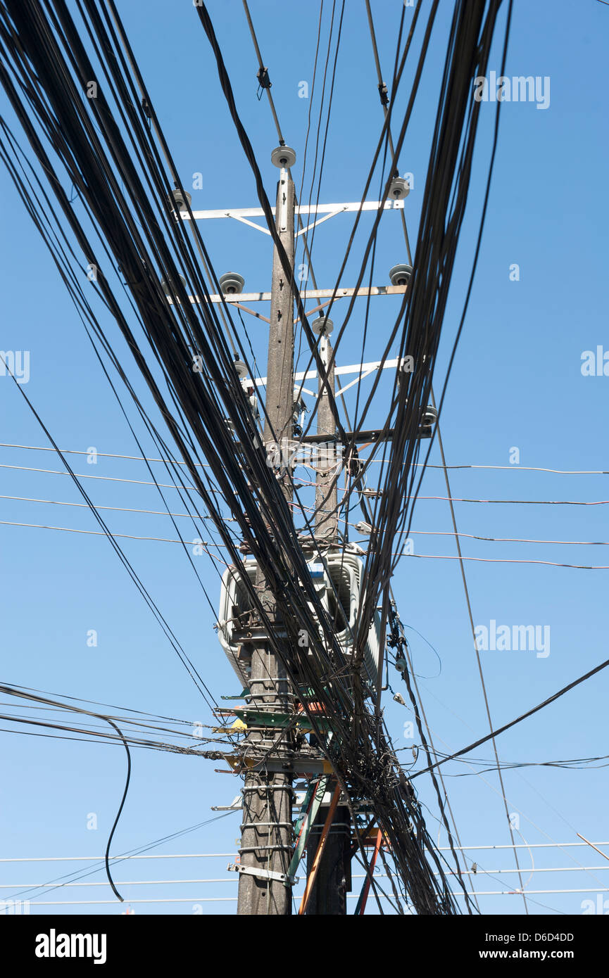 Electric lines, Puerto Montt Chile Stock Photo