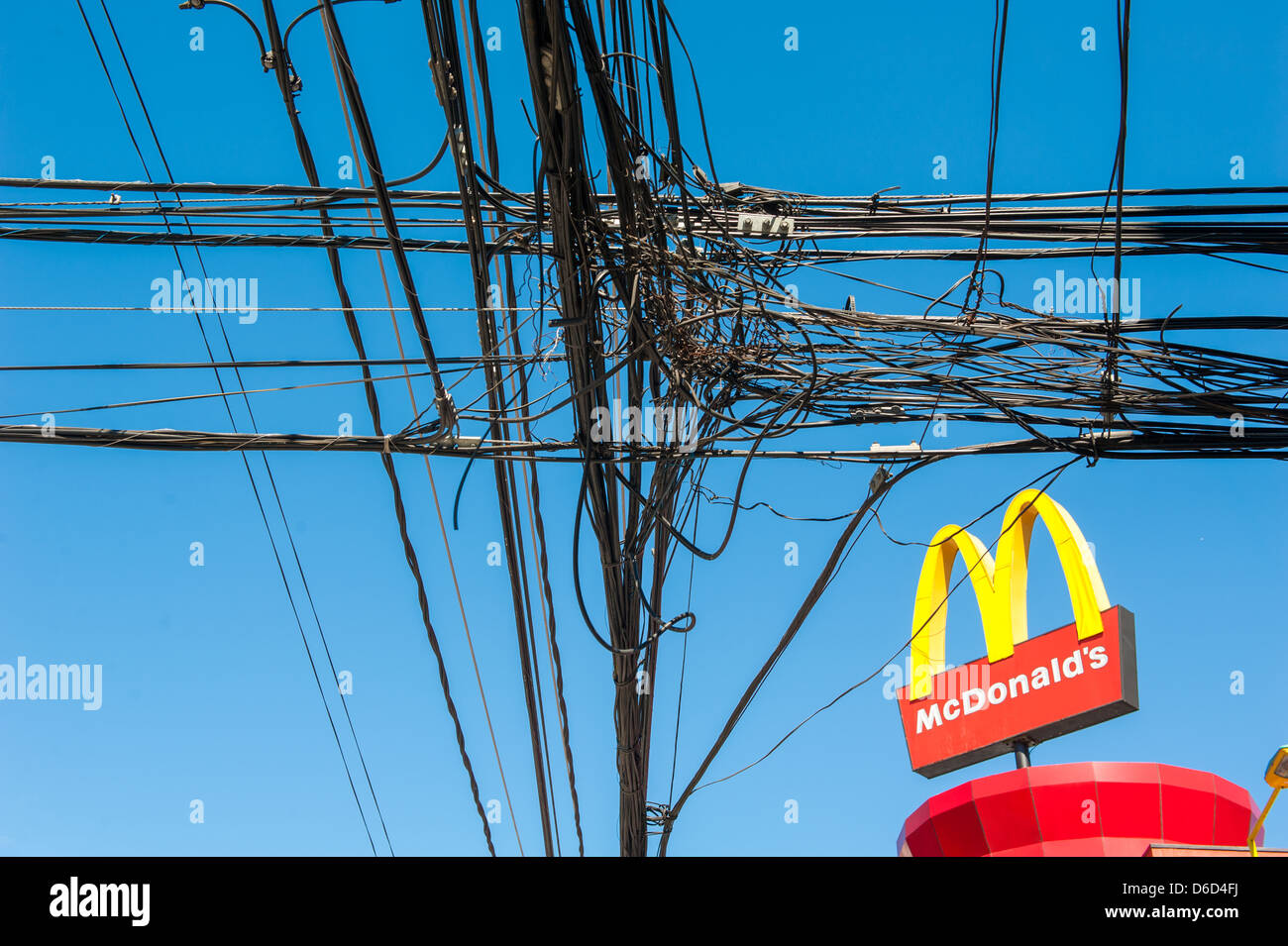 Electric lines, Puerto Montt Chile Stock Photo
