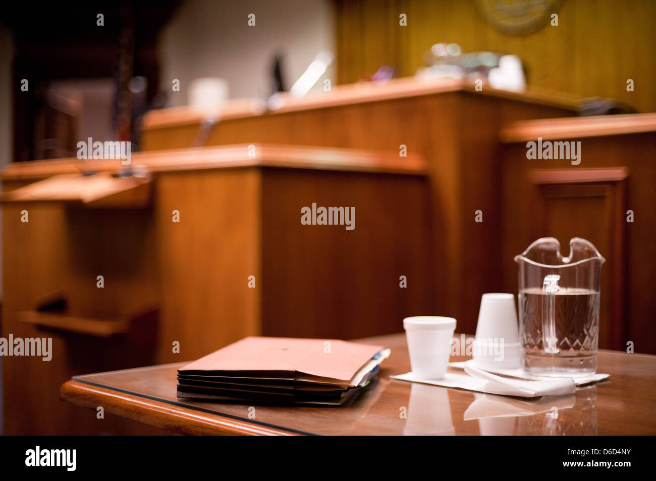 A picture of a courtroom. Stock Photo