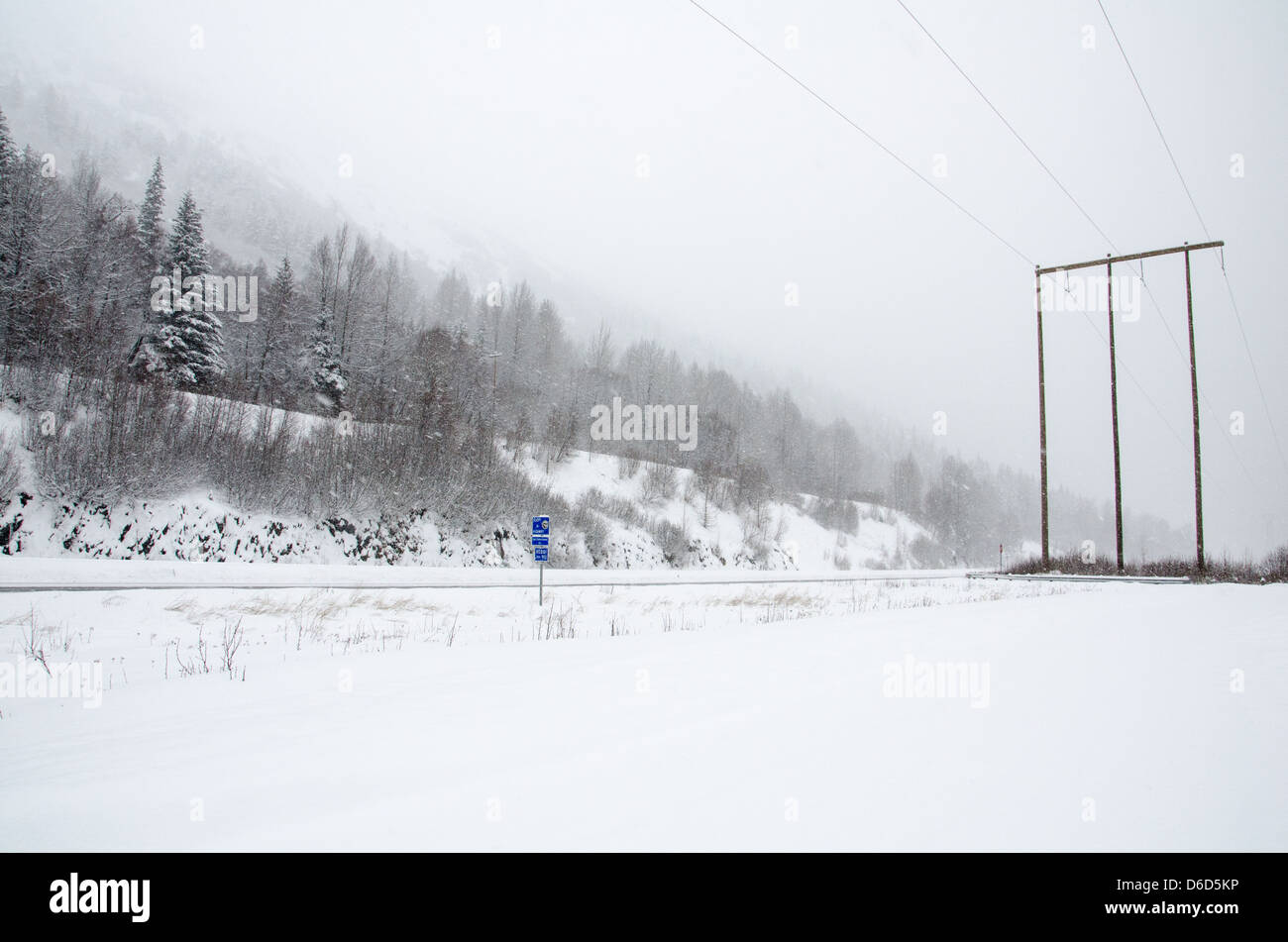 Snow covered seward highway anchorage alaska Stock Photo