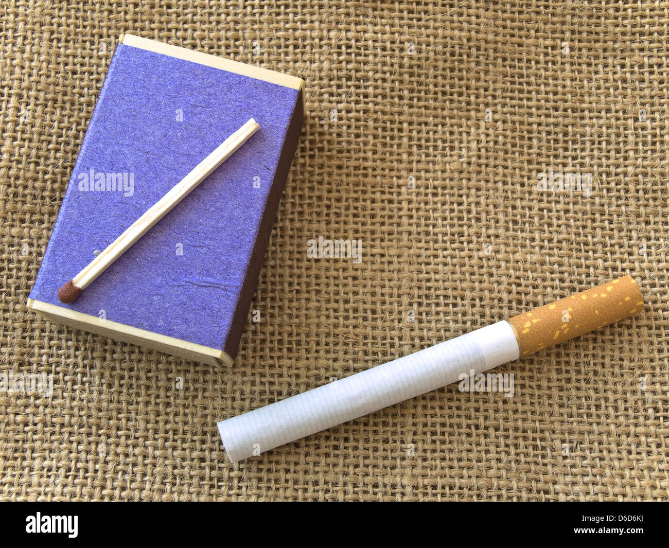 matches and cigarette at linen Stock Photo Alamy