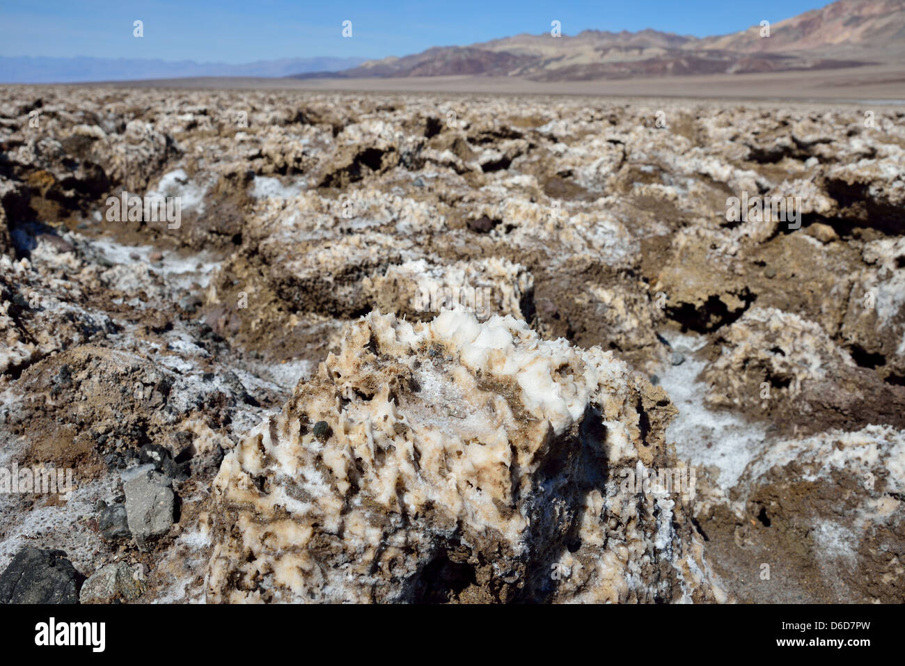 Rough surface of rock salt blocks at Devil's Golf Course. Death Valley