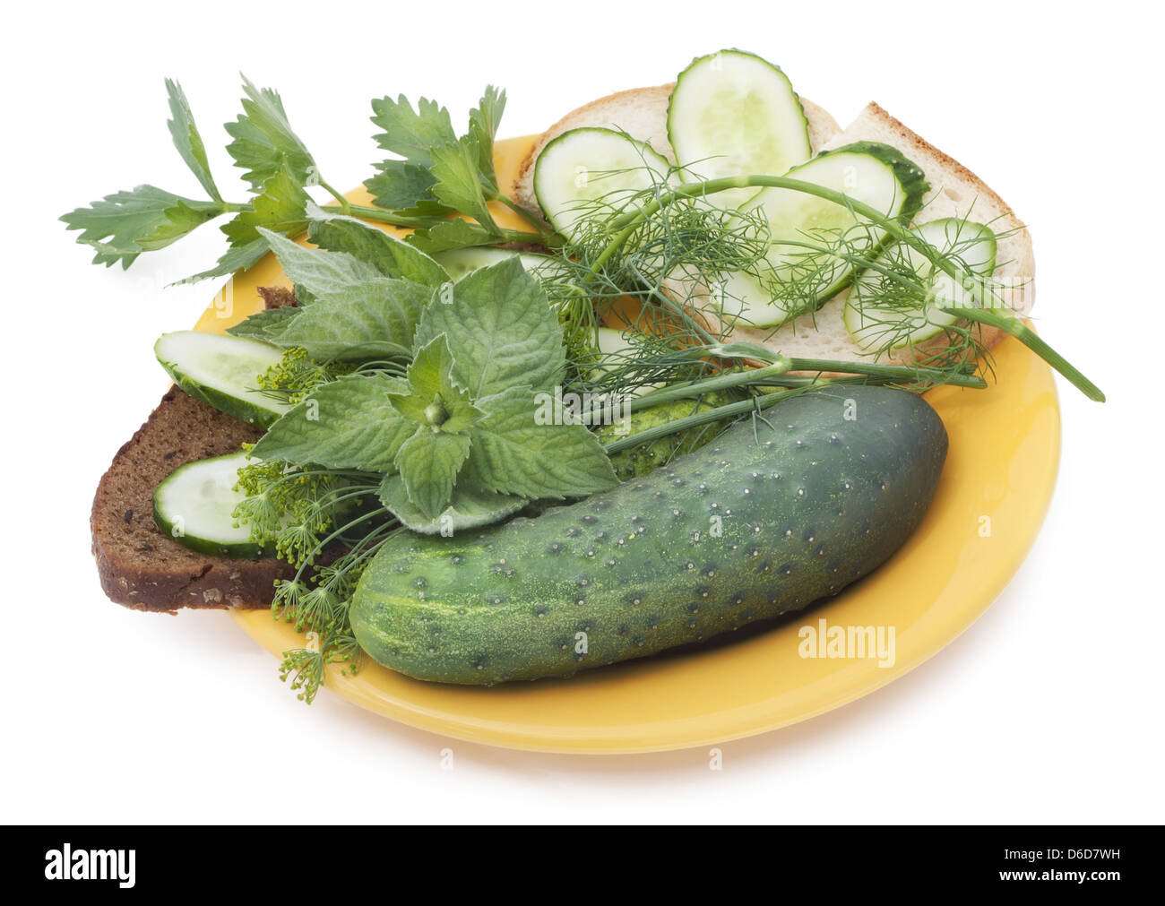 Sandwiches with cucumbers and mint Stock Photo