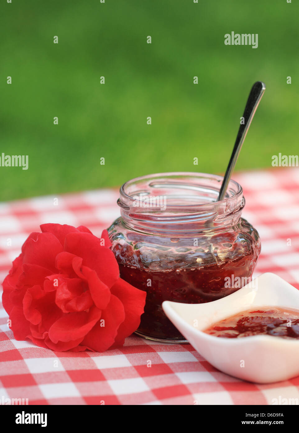 Jar of the rose jam Stock Photo Alamy