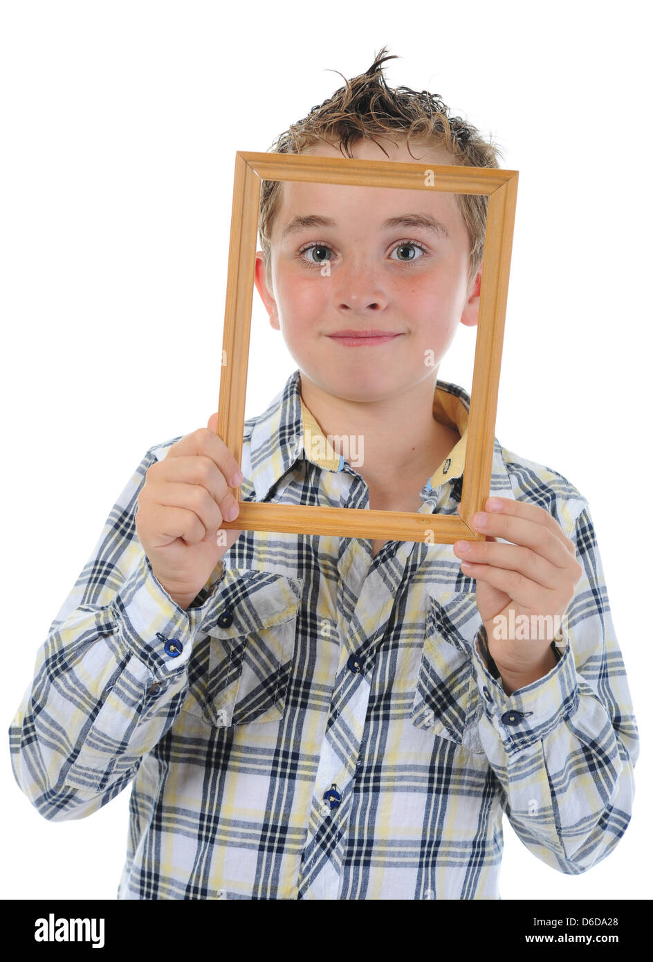 little boy with a frame in his hands Stock Photo - Alamy