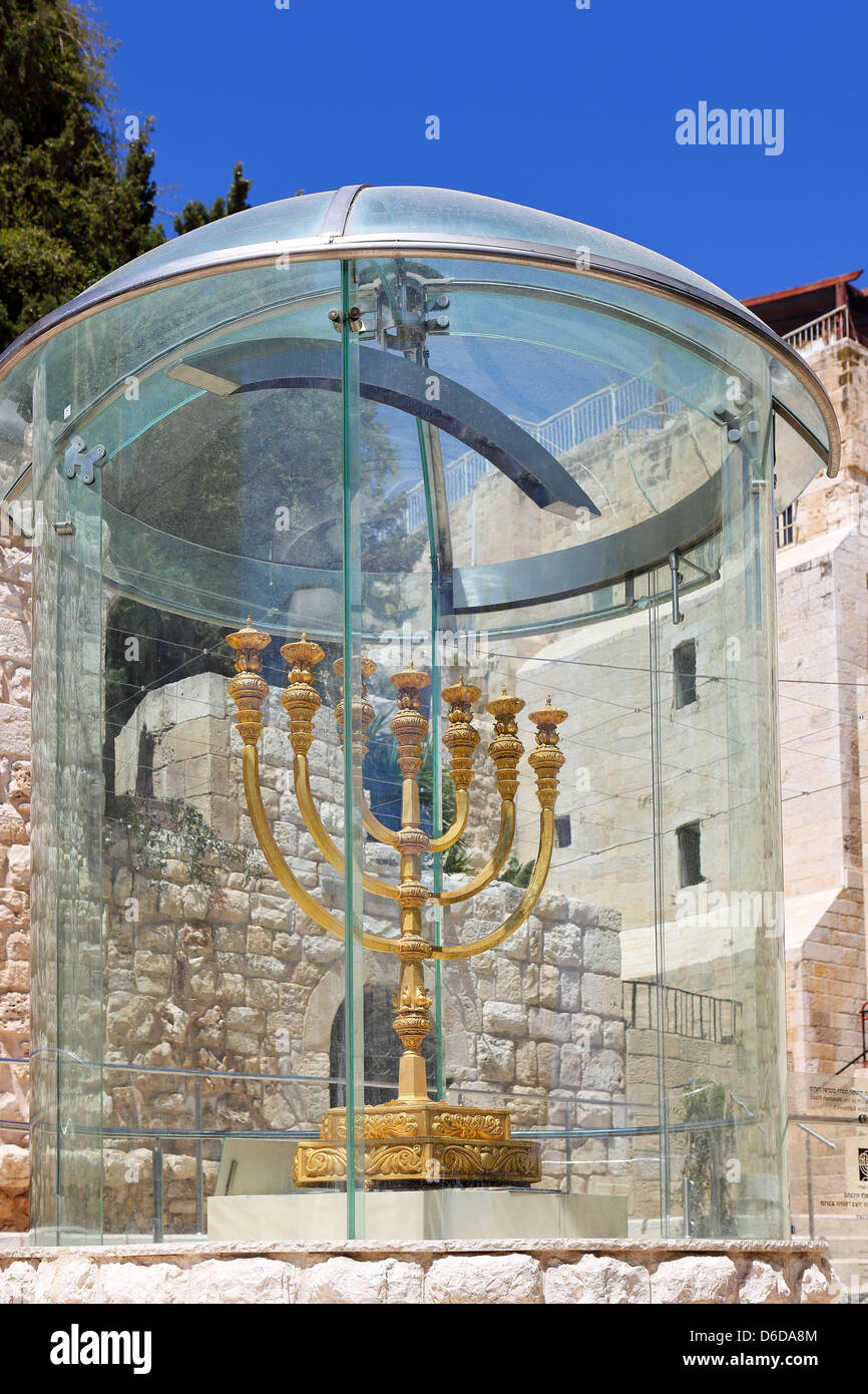 Golden Menorah in Jerusalem Stock Photo Alamy