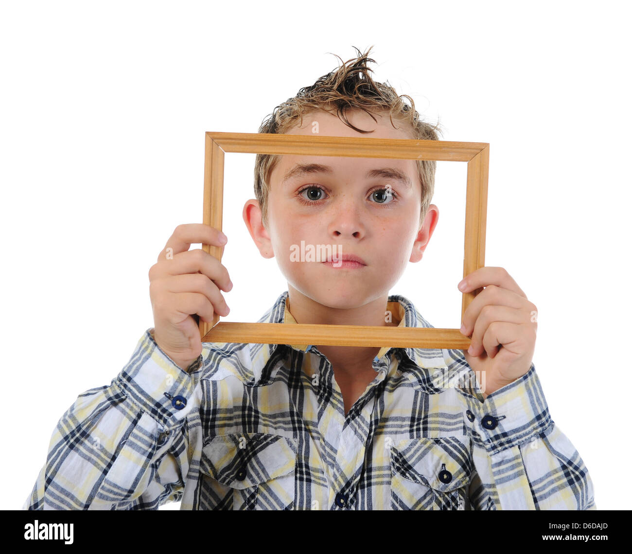 little boy with a frame in his hands Stock Photo - Alamy