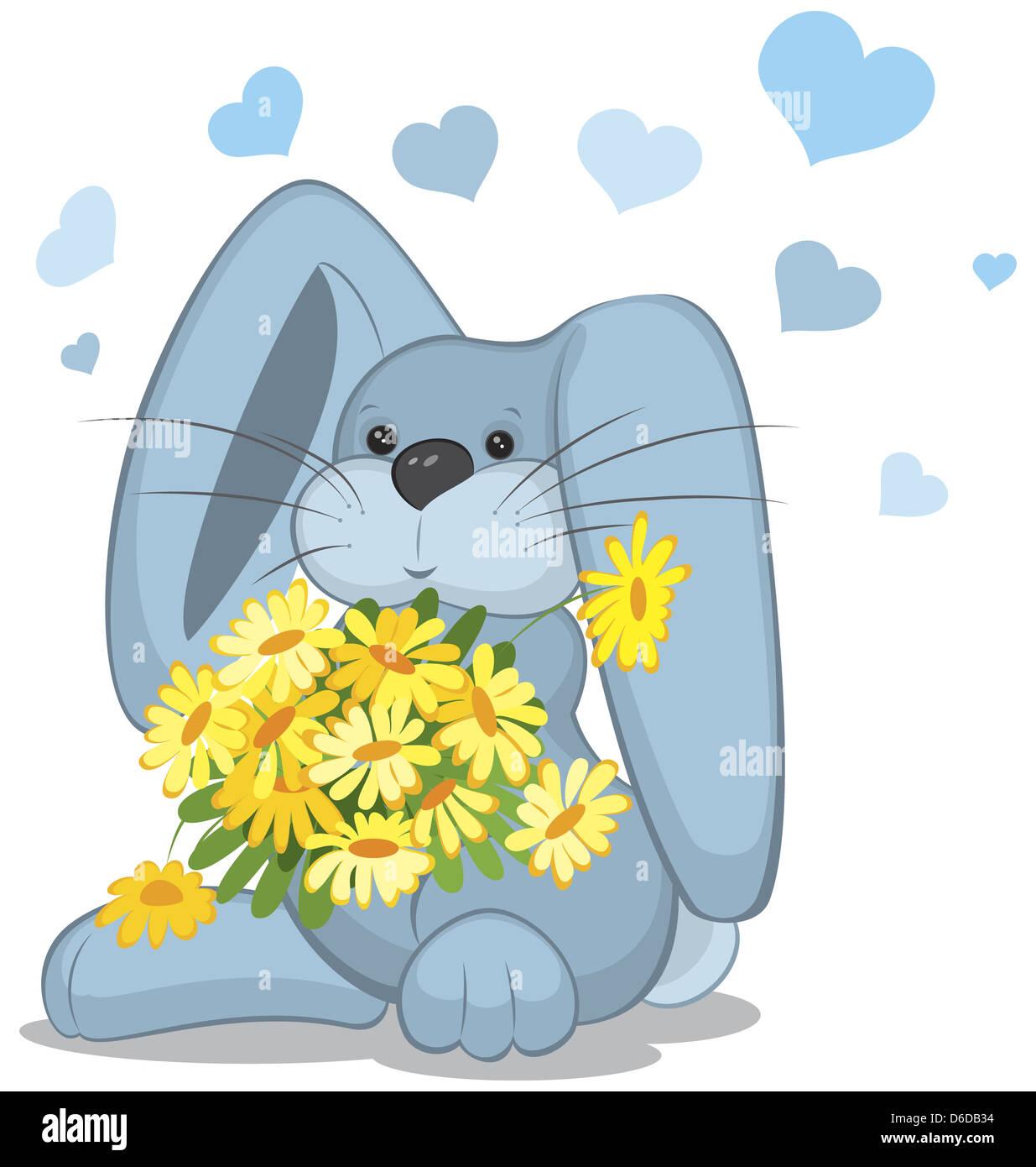 Blue rabbit with daisy flowers Stock Photo - Alamy