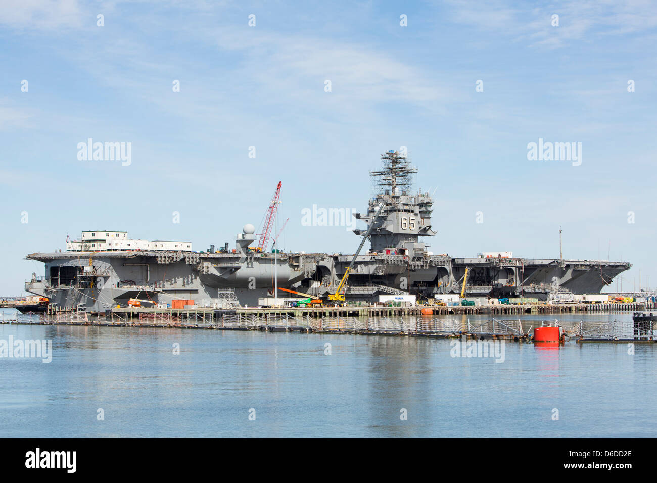The aircraft carrier USS Enterprise (CVN-65) at Naval Station Norfolk. Stock Photo