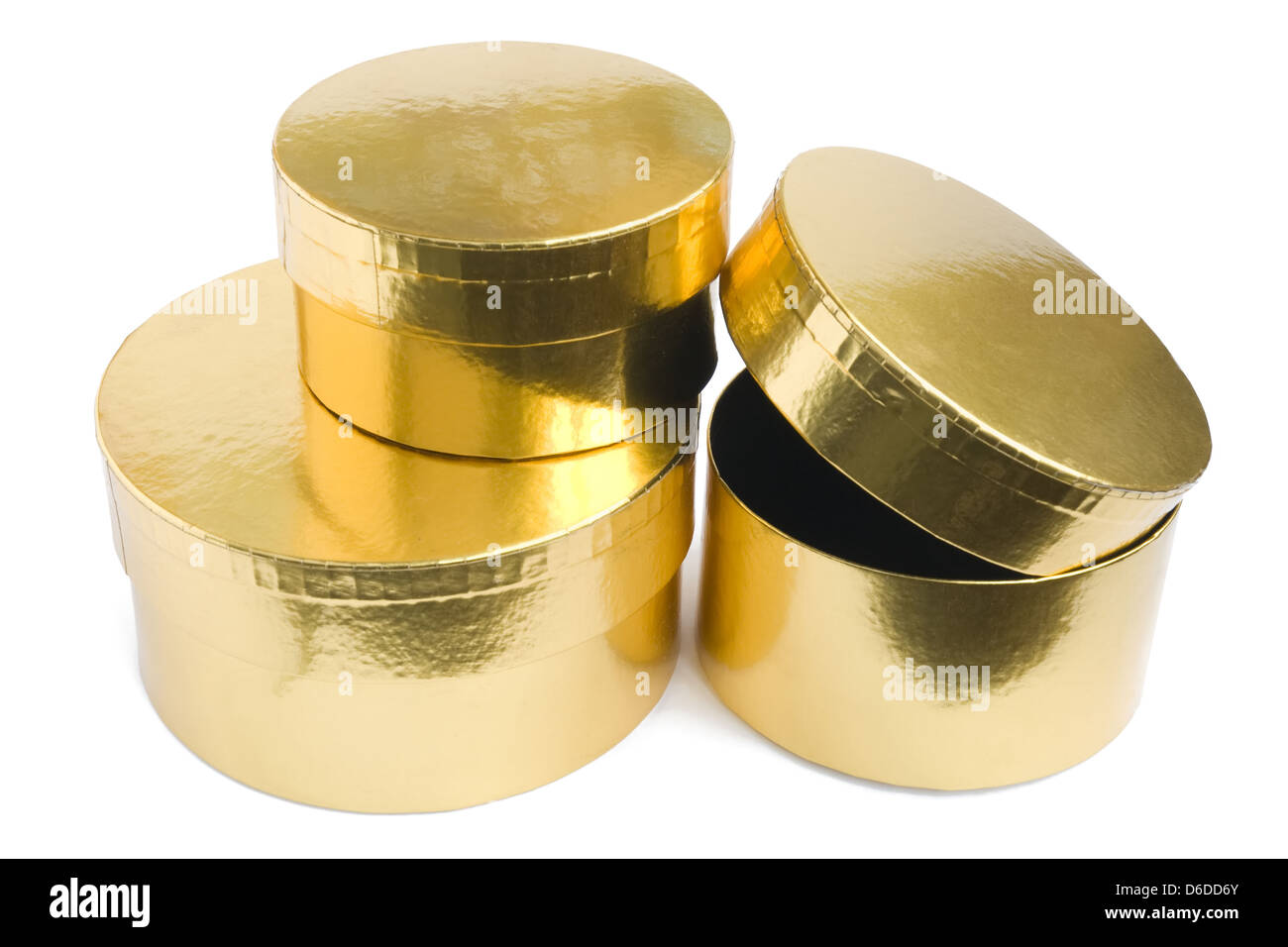 Golden gift boxes Stock Photo Alamy