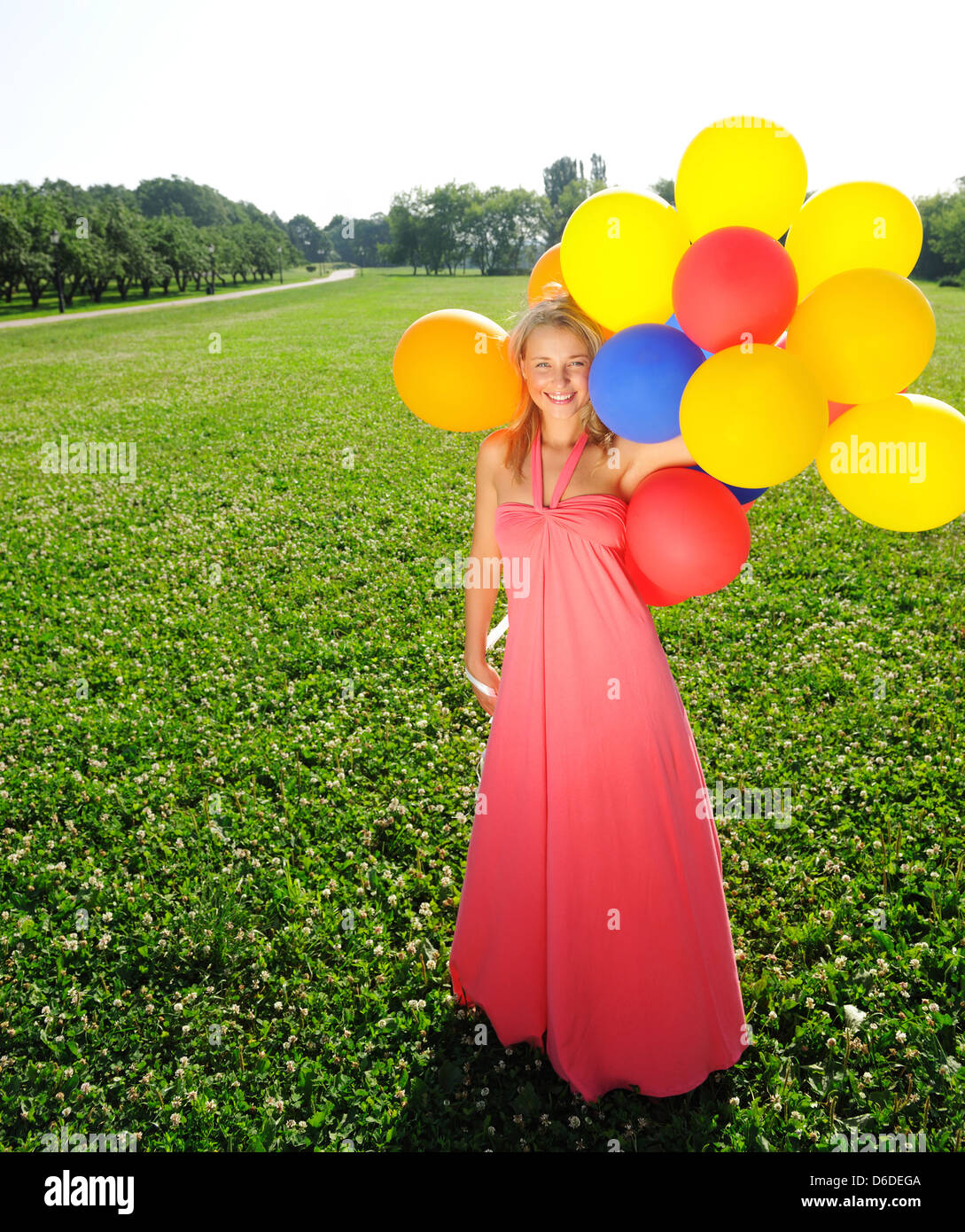 Girl with balloons Stock Photo Alamy