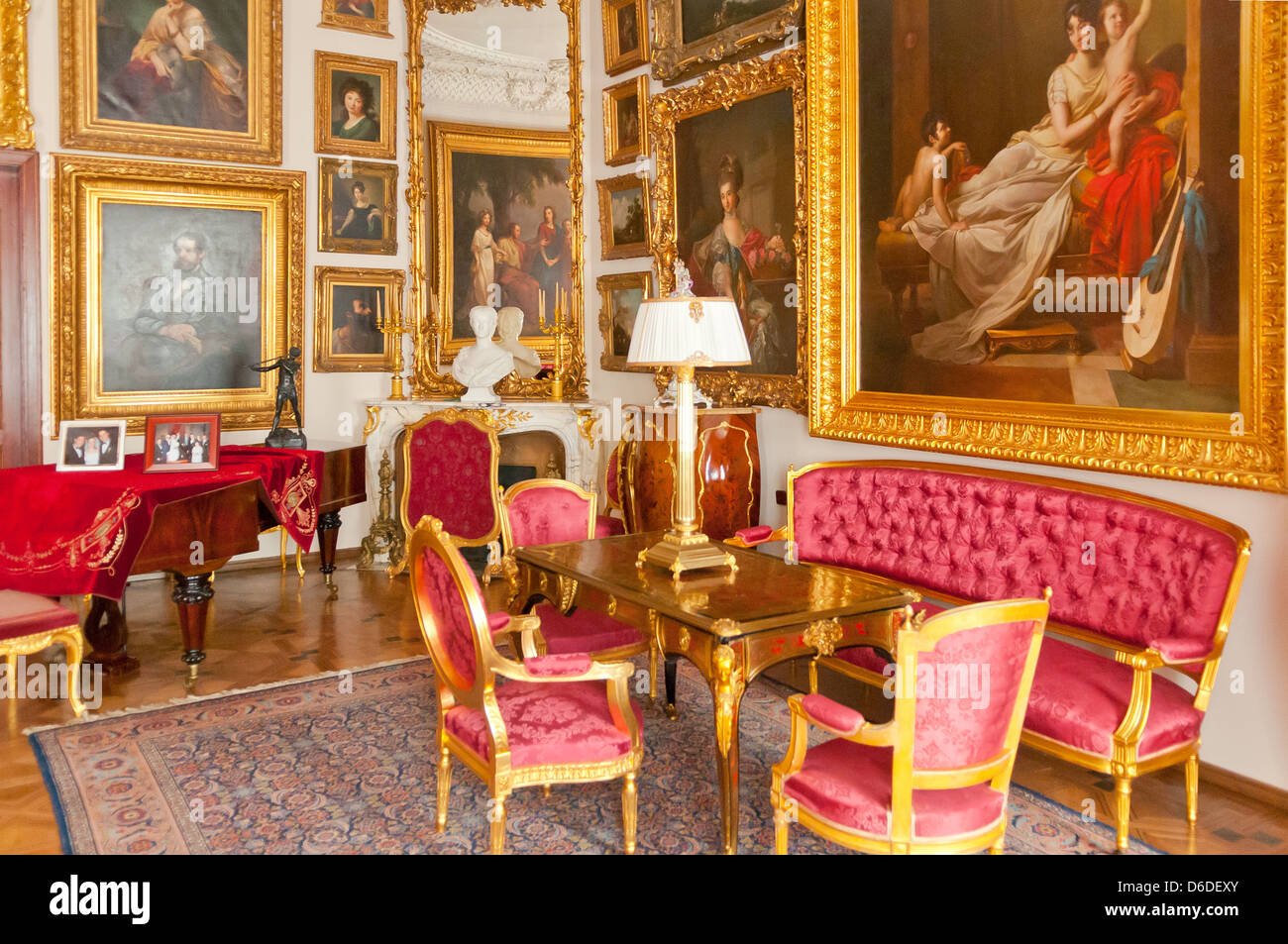 The White Salon, Kozlowka Palace, Kozlowka, Poland Stock Photo