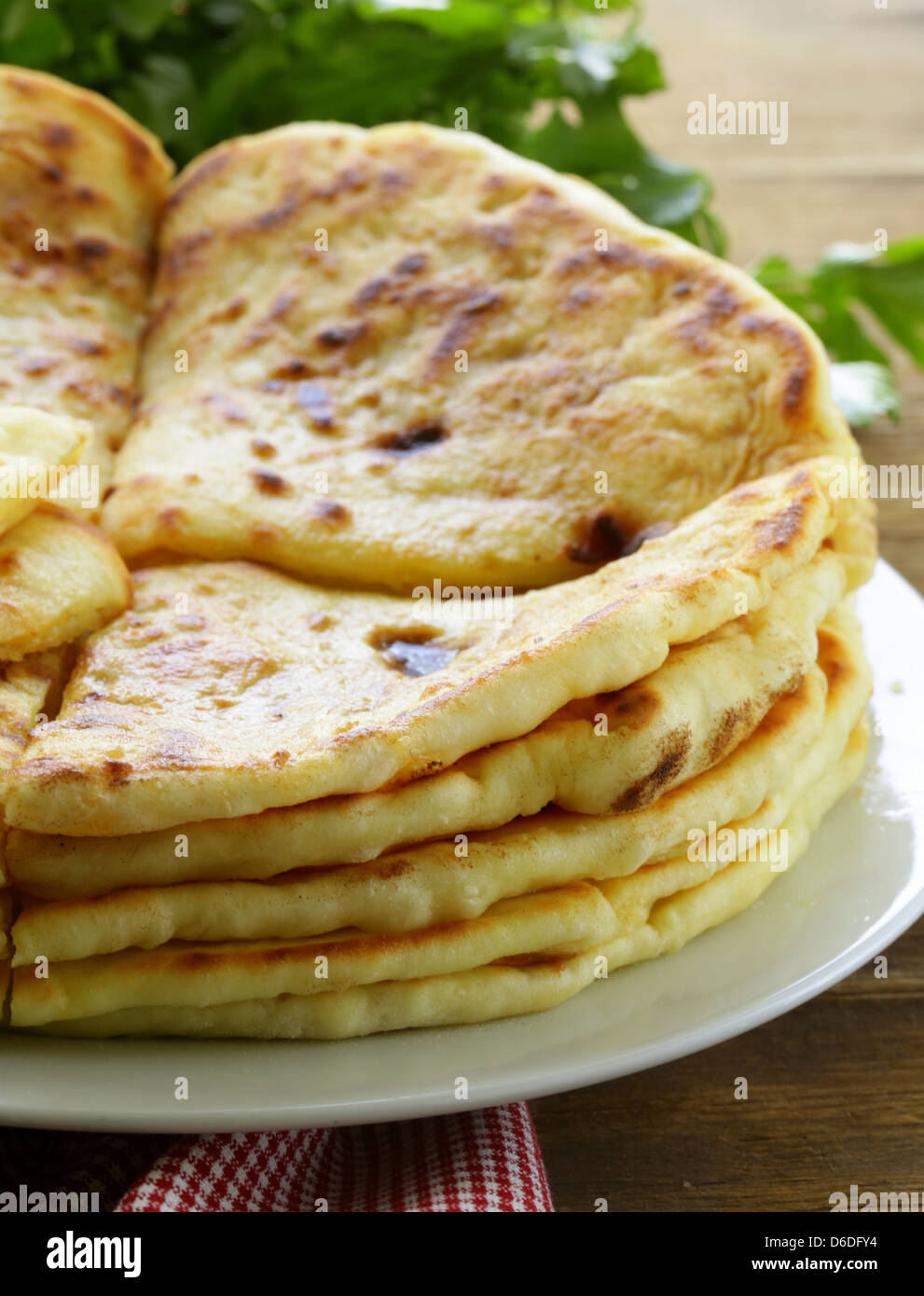 pile of fried bread with butter and parsley Stock Photo Alamy