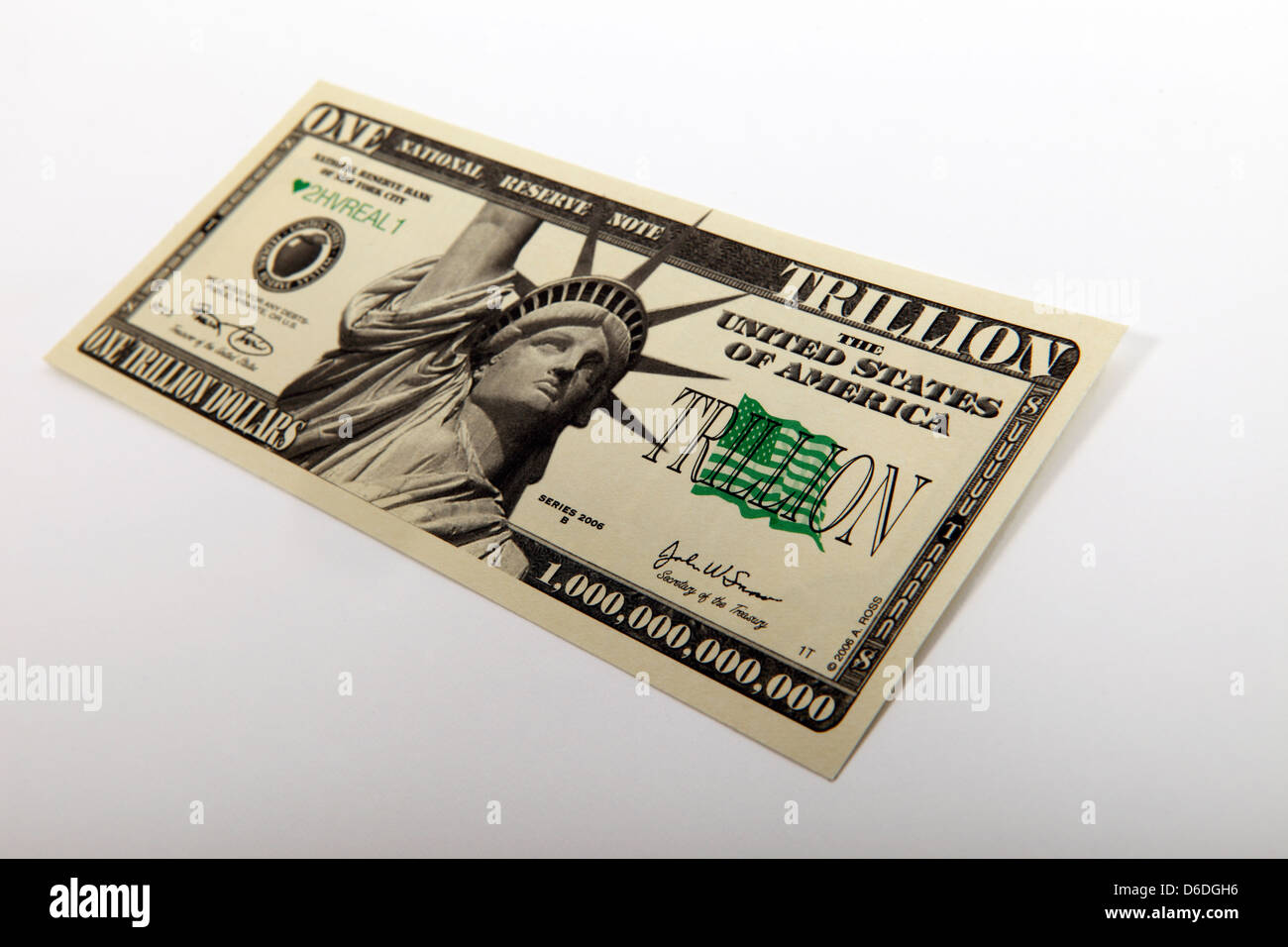 National debt Trillion dollar banknote Stock Photo