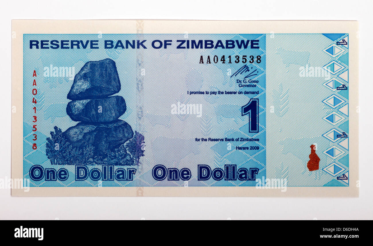 one dollar note reserve bank of Zimbabwe Stock Photo