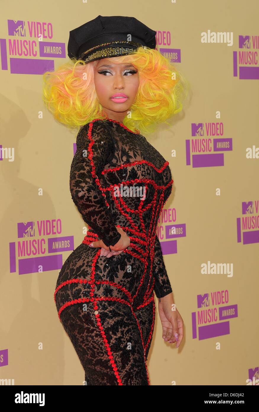 Singer Nicki Minaj arrives at the MTV Video Music Awards at Staples Centre in Los Angeles, USA, on 06 September 2012. Photo: Hubert Boesl Stock Photo