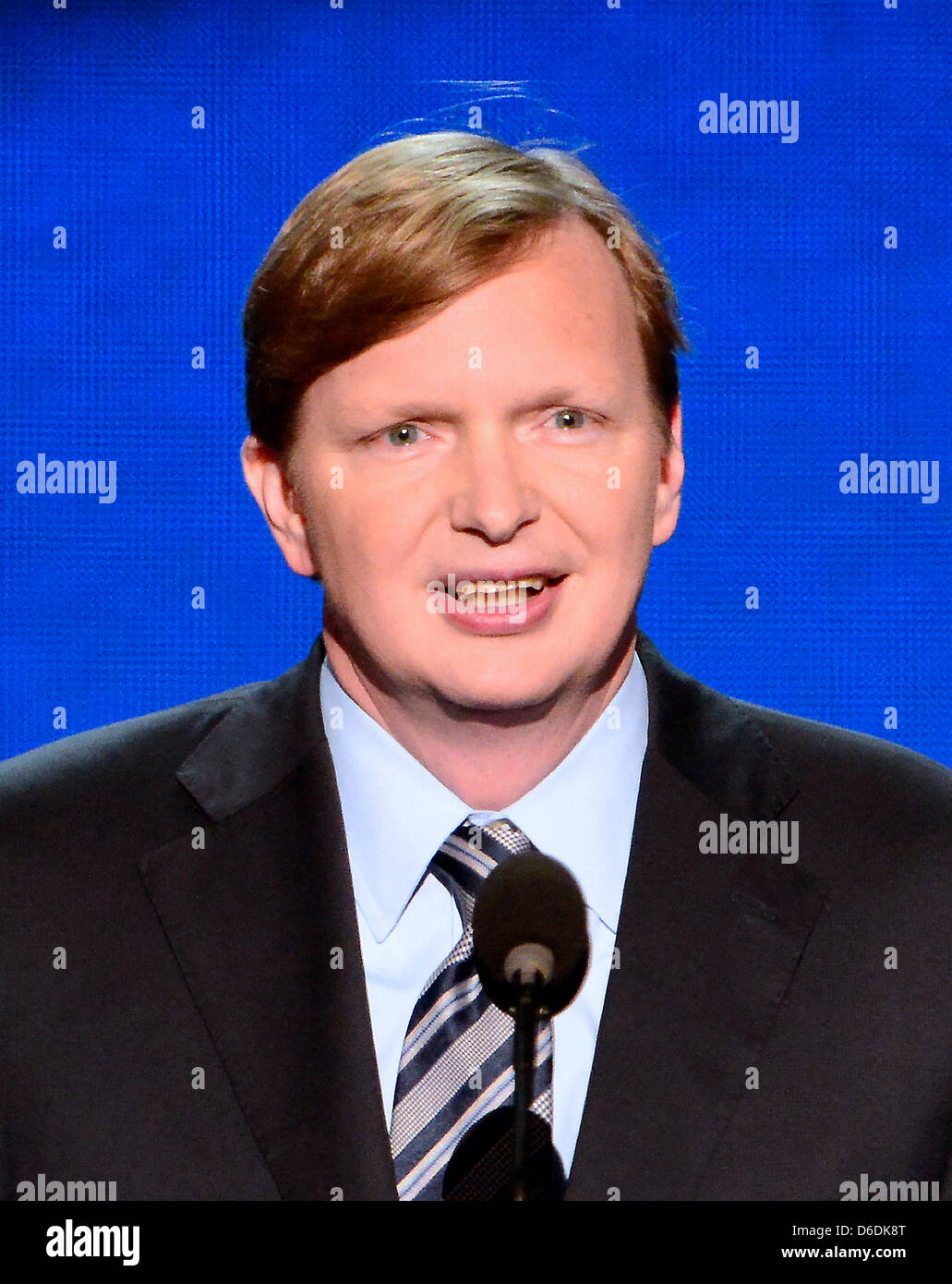 Jim Messina, Campaign Manager, Obama for America, makes remarks at the 2012 Democratic National Convention in Charlotte, North Carolina on Thursday, September 6, 2012. .Credit: Ron Sachs / CNP.(RESTRICTION: NO New York or New Jersey Newspapers or newspapers within a 75 mile radius of New York City) Stock Photo