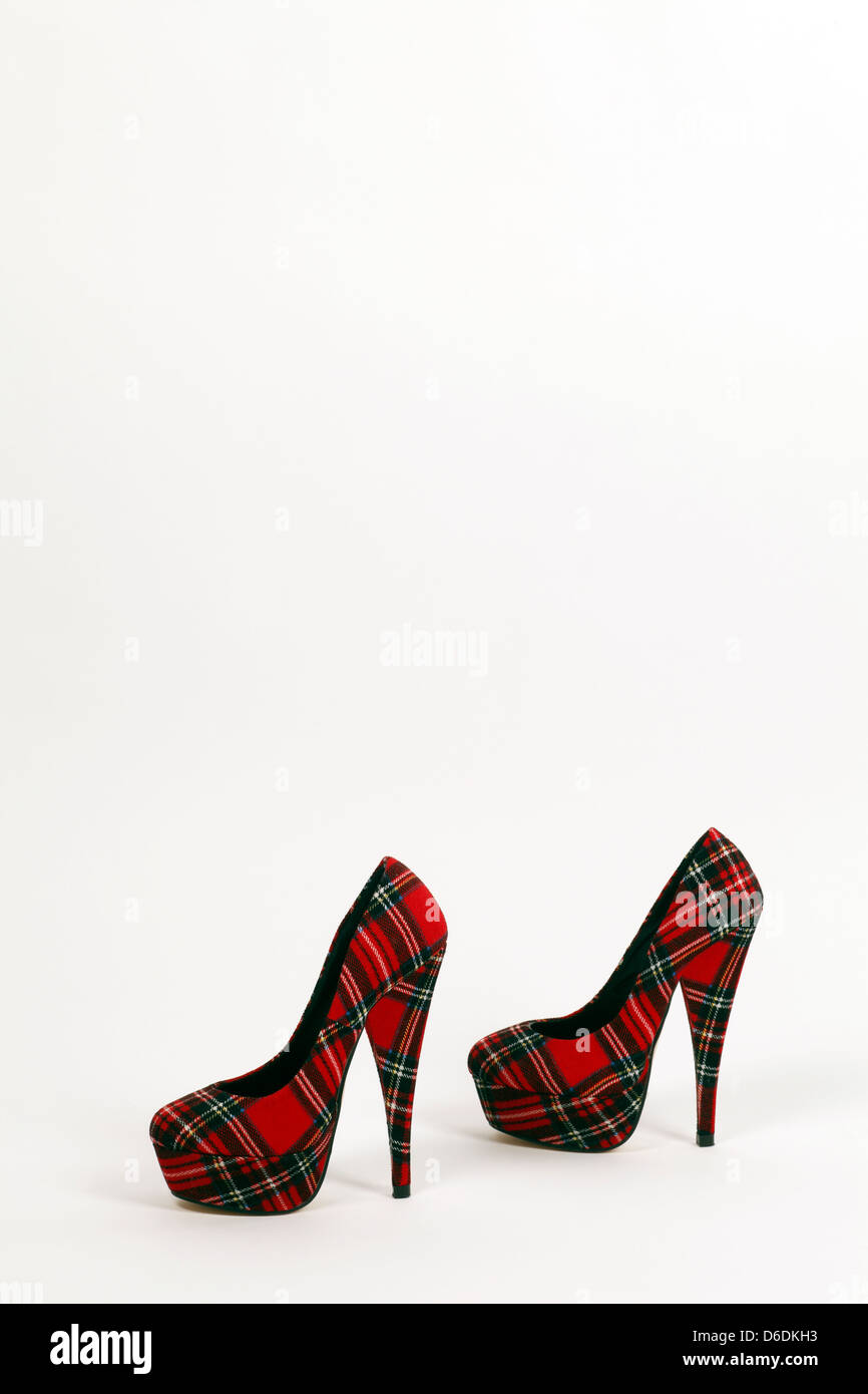 Red Plaid Tartan Print Canvas Shoes