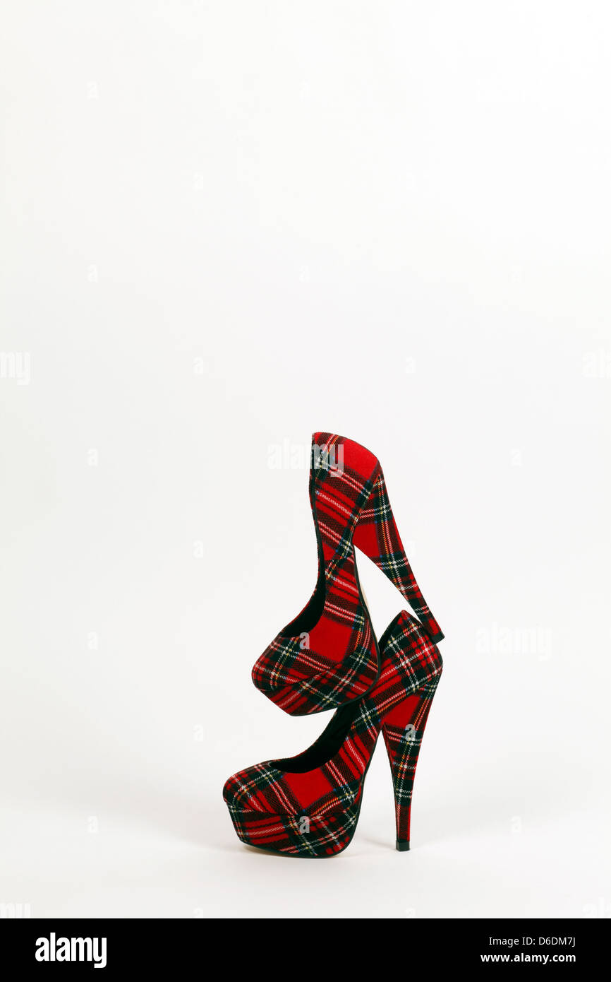 red tartan plaid heels