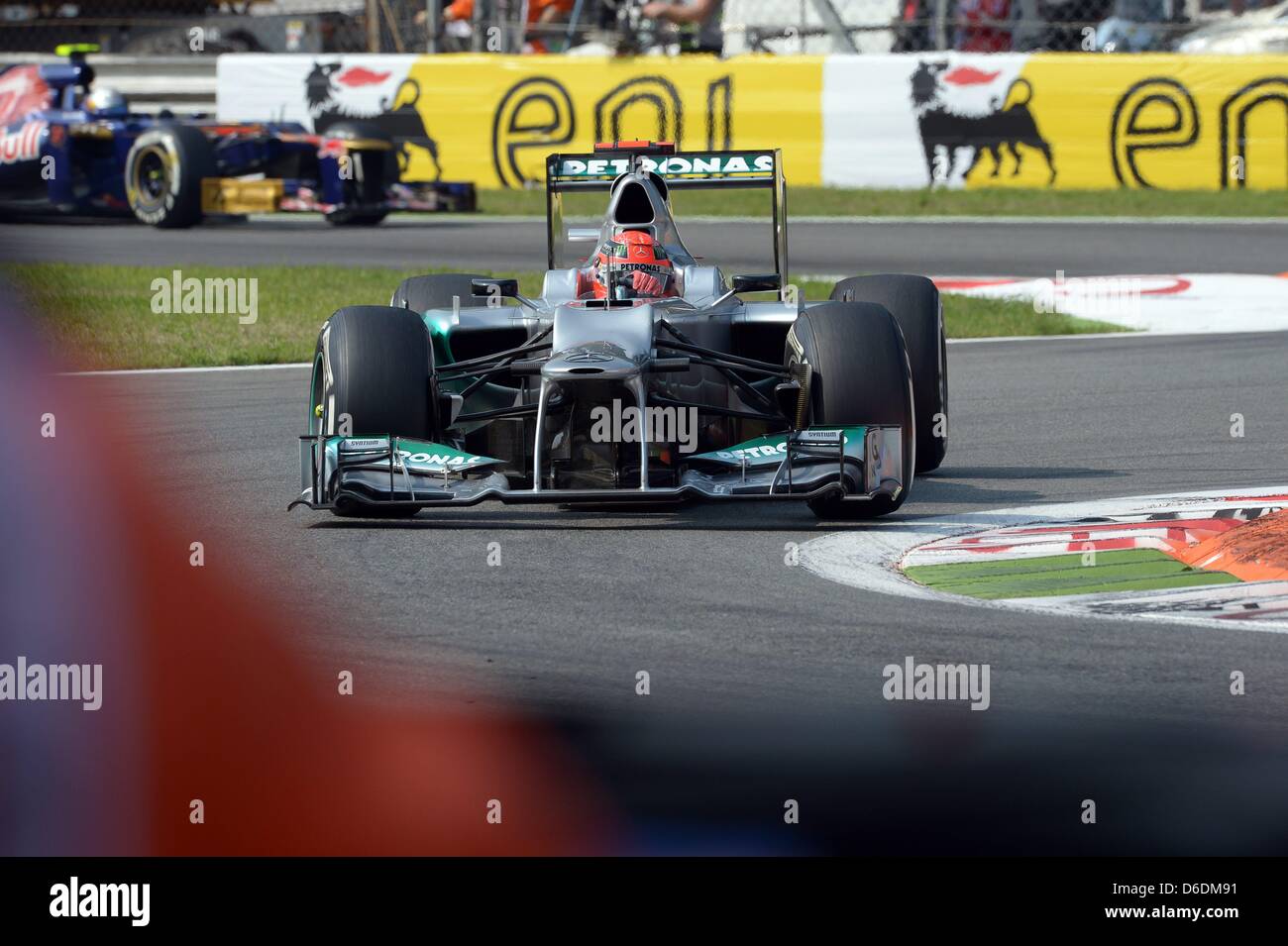 German Formula One driver Michael Schumacher of Mercedes AMG steers his