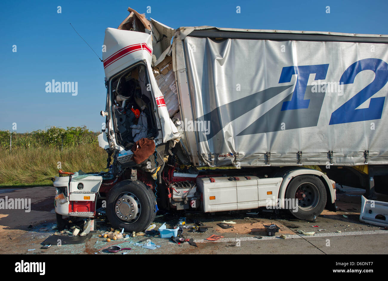 A Driver S Cap Is Completely Damaged After A Heavy Rear End Collision On The Autobahn A12 Near Frankfurt Oder Germany 10 September 2012 The Driver Was Killed In The Accident His Co Driver Severely