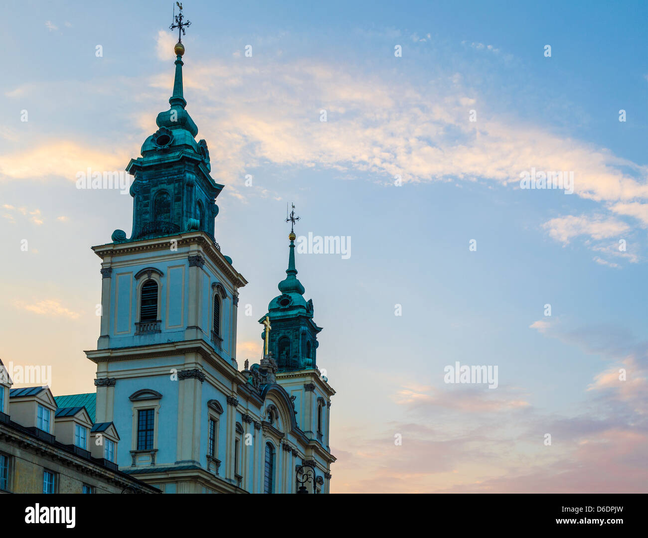 The Church of the Holy Cross, Kościół św. Krzyża, at sunset in Warsaw, Poland Stock Photo