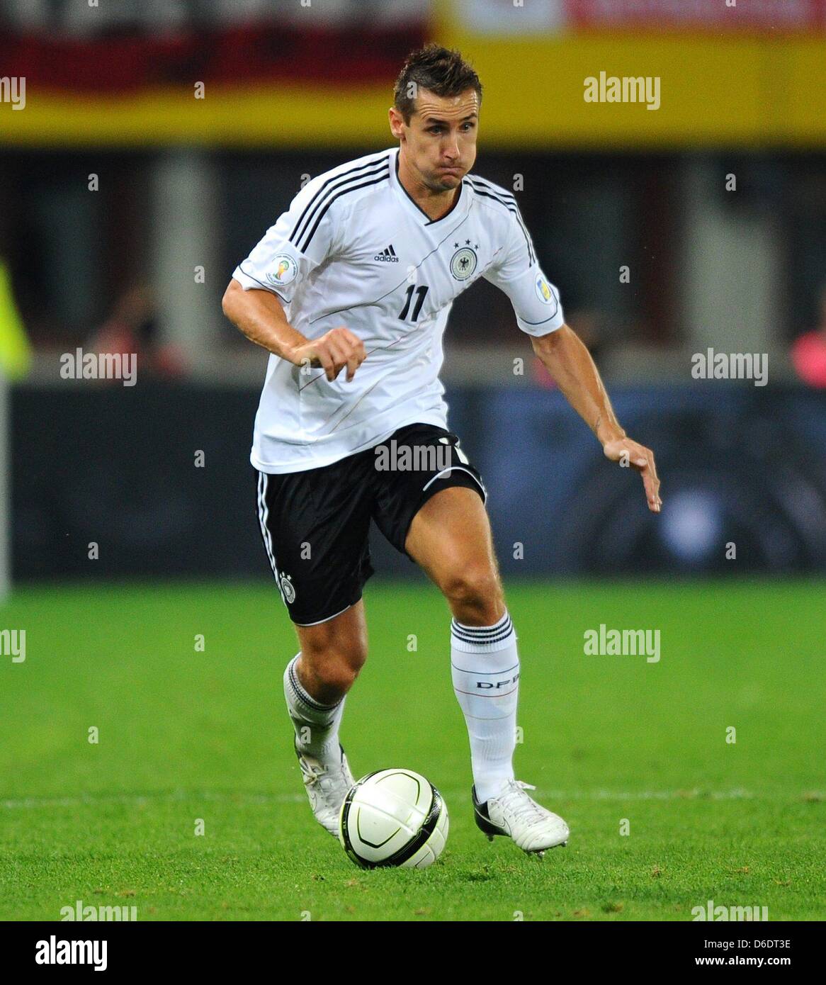 Germany's Miroslav Klose plays the ball during the World Cup qualification match between Austria and Germany at Ernst-Happel-Stadium in Vienna, Germany, 11 September 2012. Photo: Thomas Eisenhuth Stock Photo