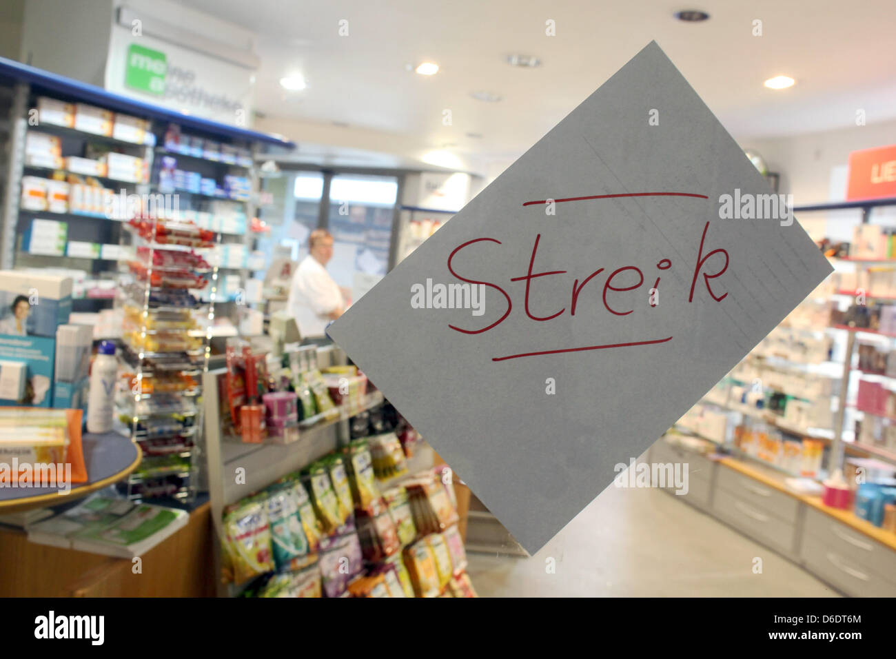 Strike Is Written On The Closed Door Of A Pharmacy In Mainz