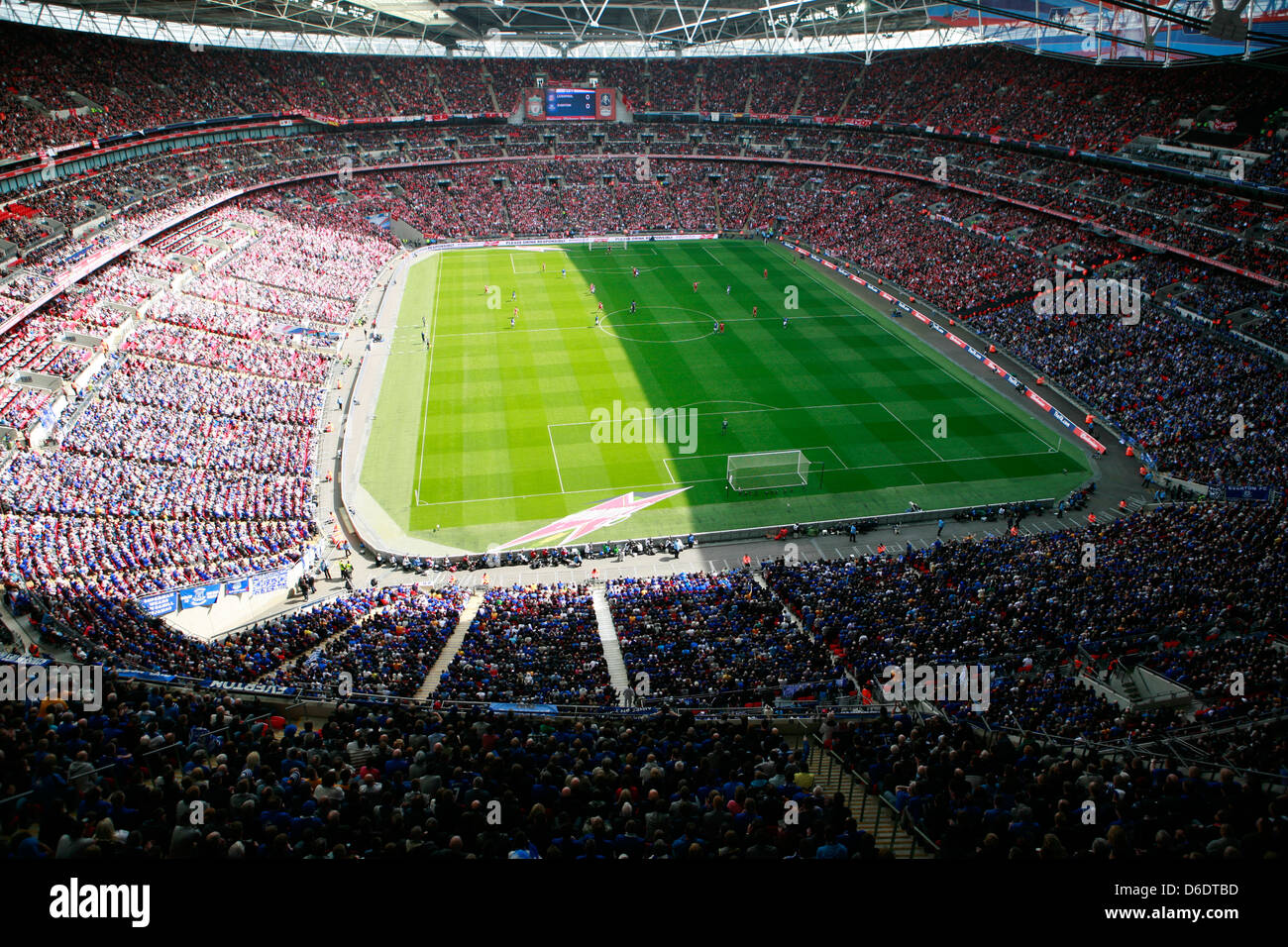 Wembley Stadium during a football soccer match between Liverpool and Everton Stock Photo