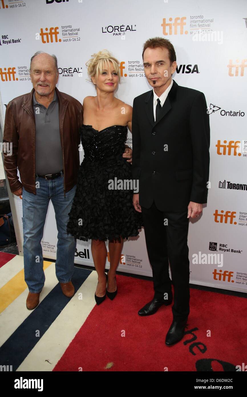 Actors Robert Duvall (l-r), Katherine LaNasa and director/actor Billy Bob Thornton arriveat the premiere of 'Jayne Mansfield's Car' at the Toronto International Film Festival featured at Roy Thomson Hall in Toronto, Canada, 13 September 2012. Photo: Hubert Boesl Stock Photo