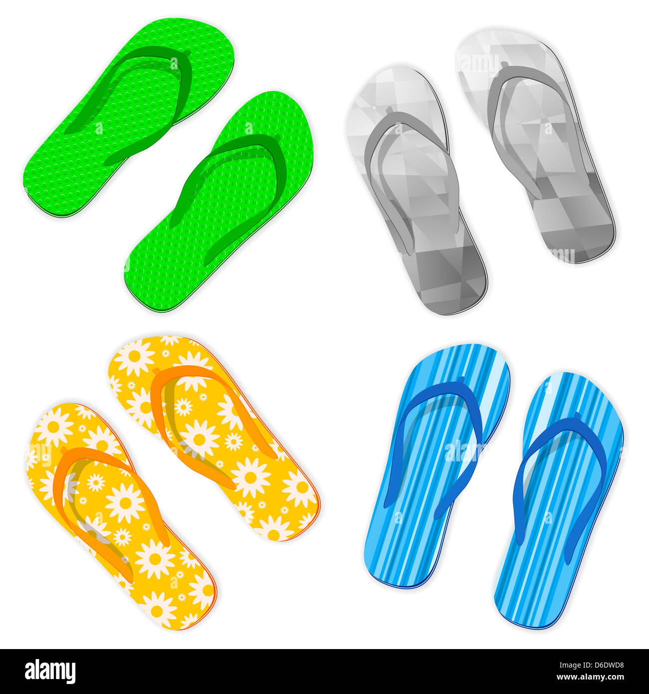 Flip flop set on a white background. Vector illustration Stock Photo ...
