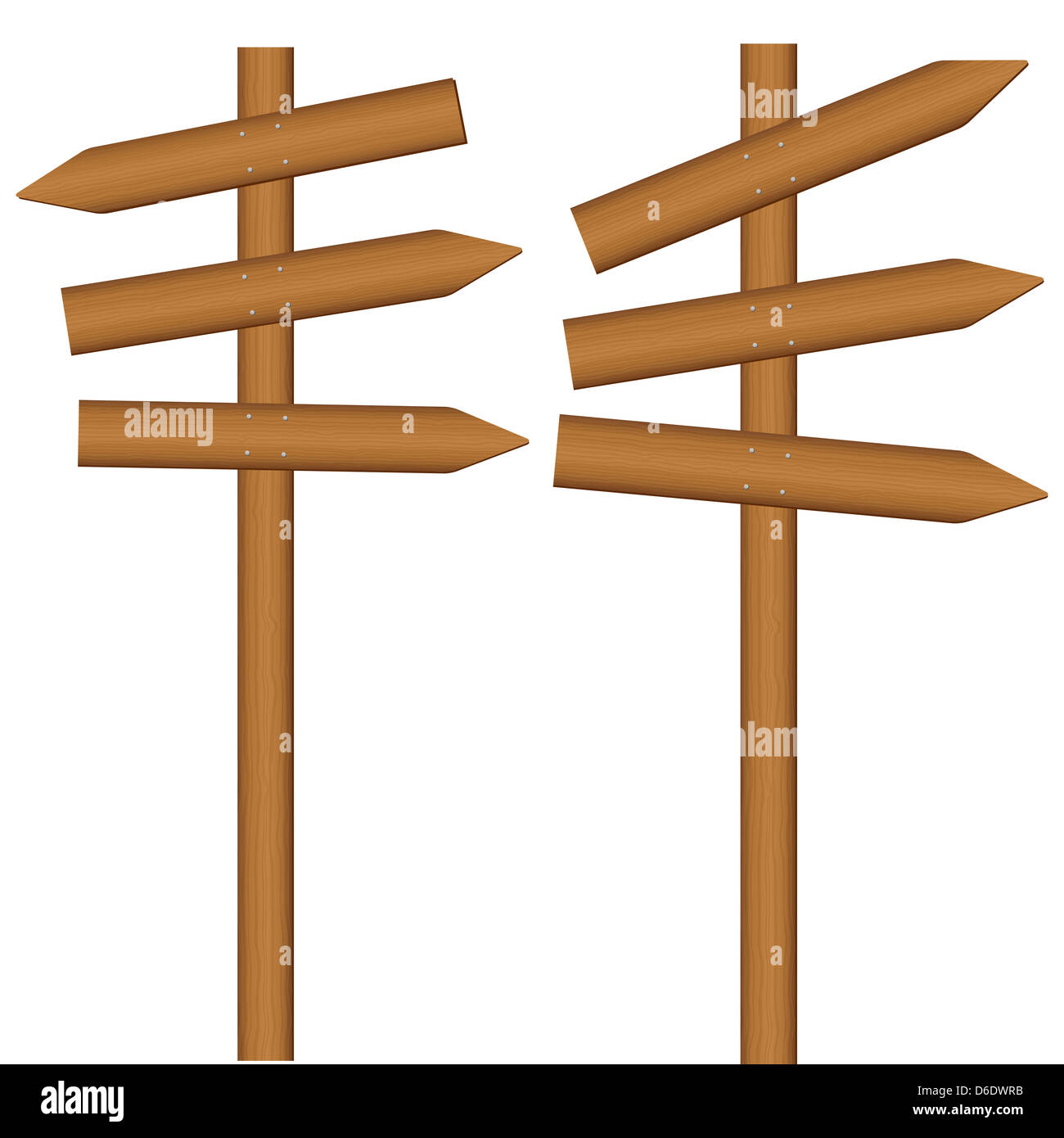 Wooden sign post on a white background. Vector illustration Stock Photo