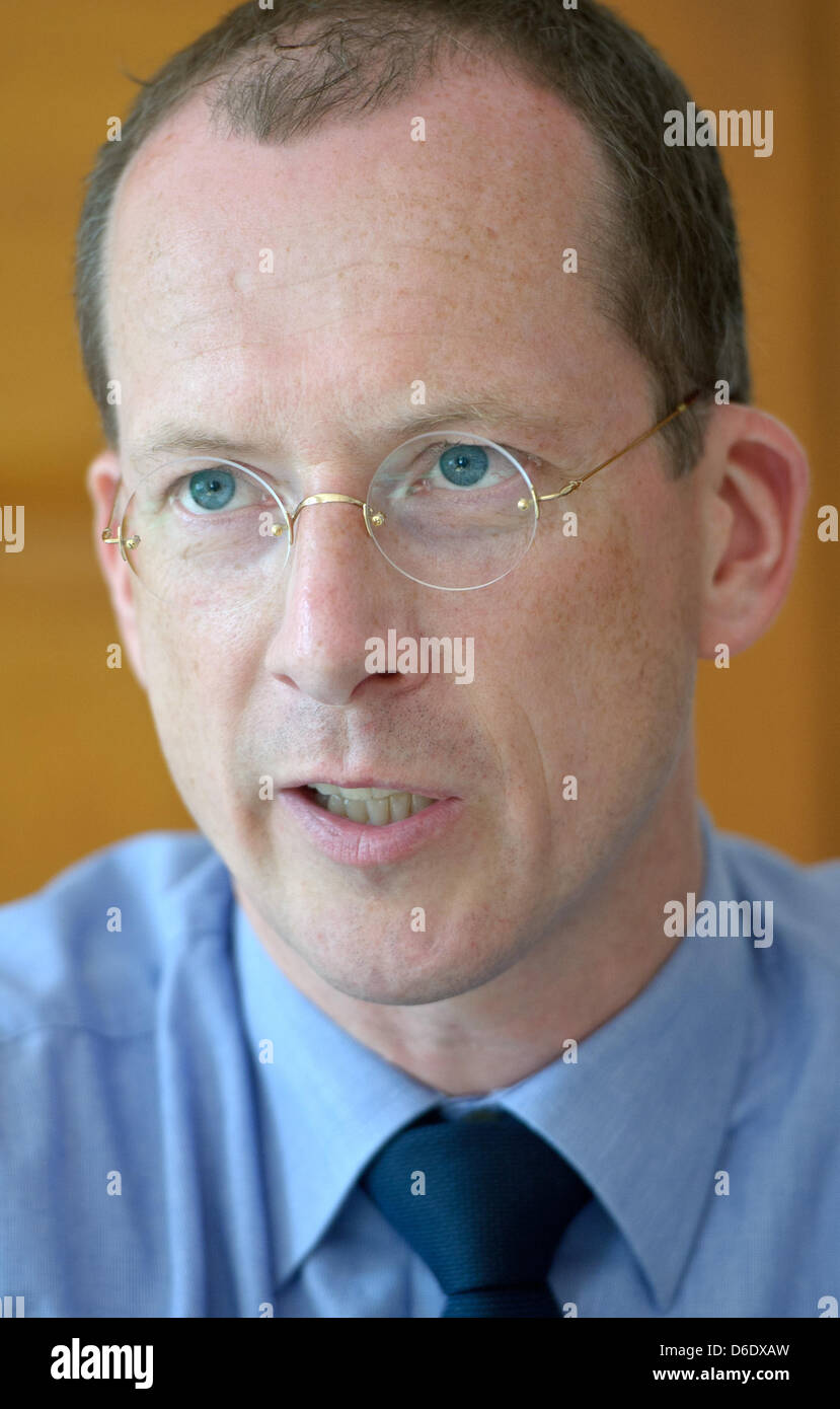 The new headmaster of the boarding school Schloss Salem, Bernd Westermeyer, speaks during an interview with the German wire agency dpa-Deutsche Press Agentur in Salem, Germany, 11 September 2012. Westermeyer was officially inaugurated as the new principal of the internationally renown boarding school on 15 September 2012. Photo: Tobias Kleinschmidt Stock Photo