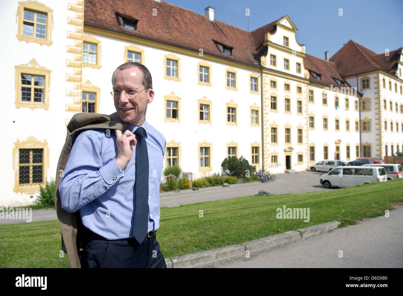 The new headmaster of the boarding school Schloss Salem, Bernd Westermeyer, stands in front of the school's main building in Salem, Germany, 11 September 2012. Westermeyer was officially inaugurated as the new principal of the internationally renown boarding school on 15 September 2012. Photo: Tobias Kleinschmidt Stock Photo