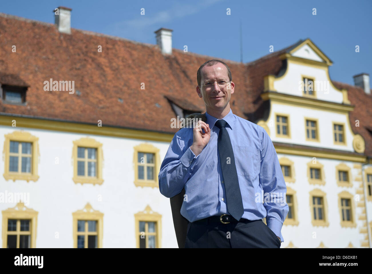 The new headmaster of the boarding school Schloss Salem, Bernd Westermeyer, stands in front of the school's main building in Salem, Germany, 11 September 2012. Westermeyer was officially inaugurated as the new principal of the internationally renown boarding school on 15 September 2012. Photo: Tobias Kleinschmidt Stock Photo