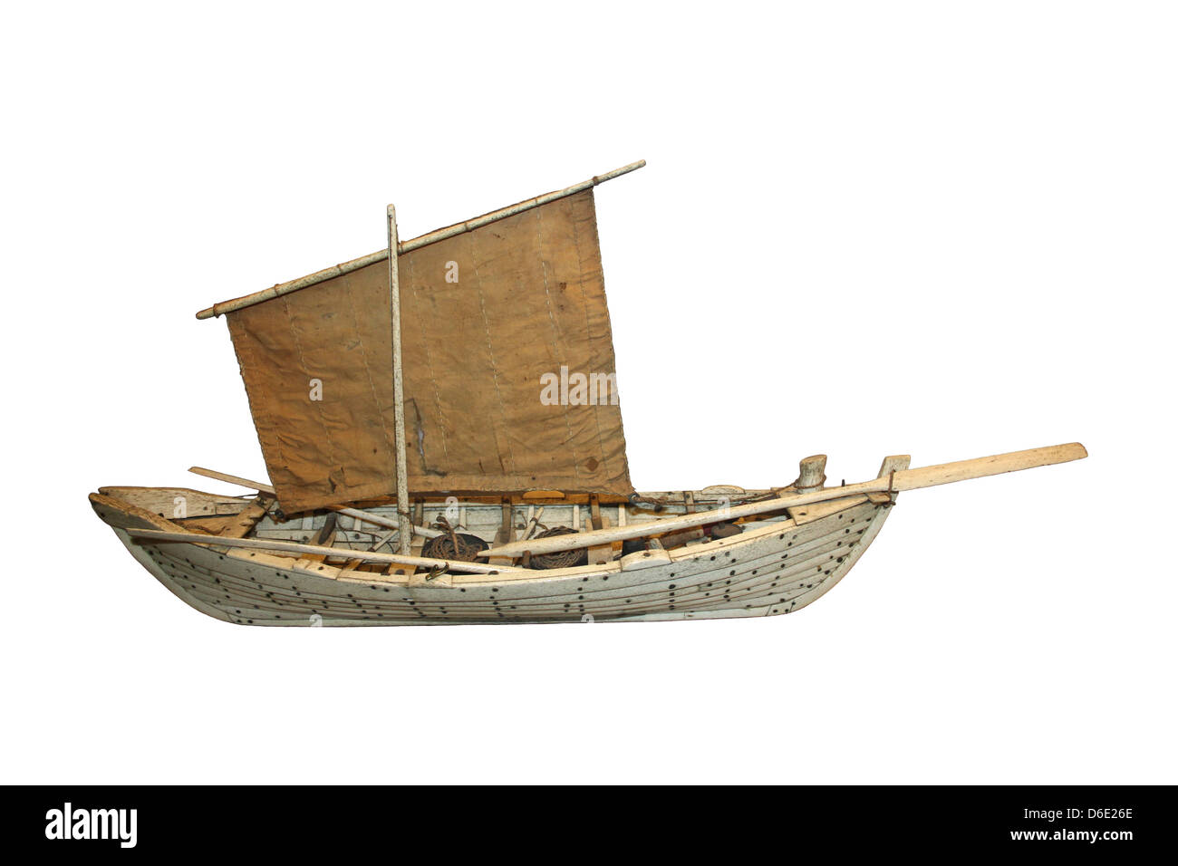 Model Of The Type Of Whaleboat Used In The South Seas For Hunting Sperm Whales - It Is Made from Sperm Whale Jaw Bone Stock Photo