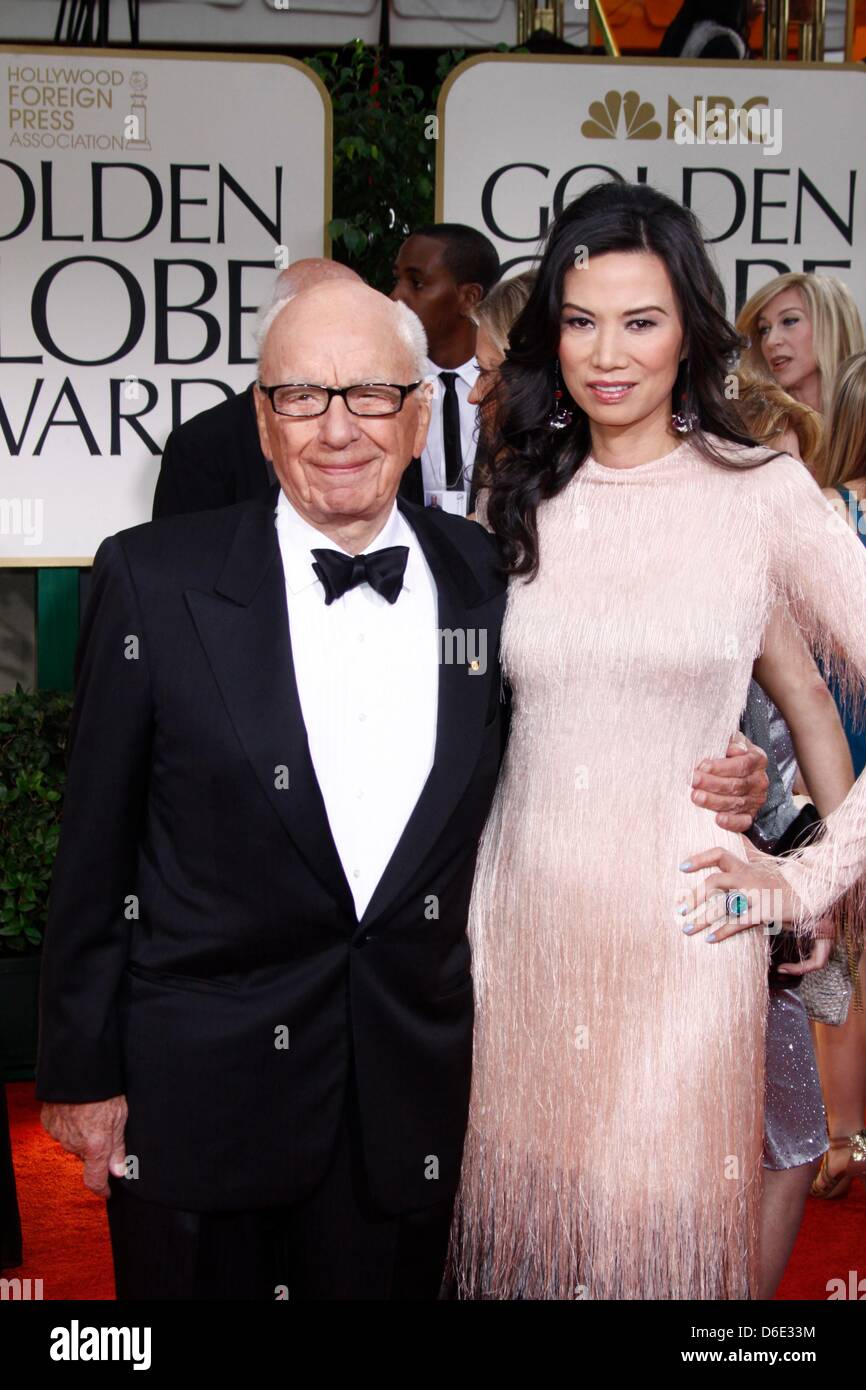 Rupert Murdoch and Wendi Murdoch arrive at the 69th Annual Golden Globe Awards presented by the Hollywood Foreign Press Association in Hotel Beverly Hilton in Los Angeles, USA, on 15 January 2012. Photo: Hubert Boesl Stock Photo