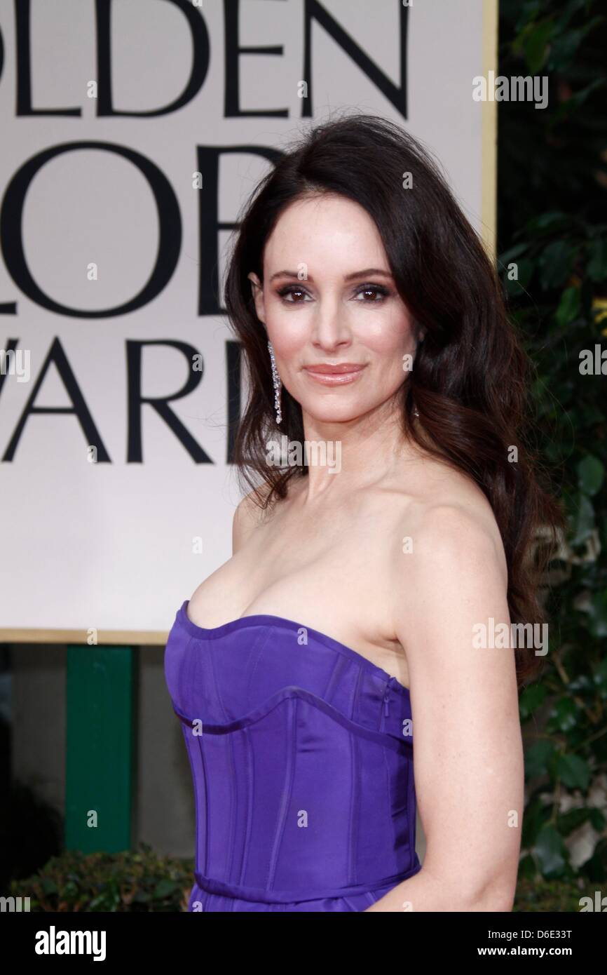 Actress Madeleine Stowe arrives at the 69th Annual Golden Globe Awards presented by the Hollywood Foreign Press Association in Hotel Beverly Hilton in Los Angeles, USA, on 15 January 2012. Photo: Hubert Boesl Stock Photo