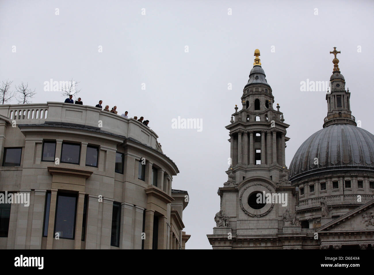 London, UK. 17th of April 2013.  The funeral of former prime minister Margaret Thatcher was held at St. Paul's Cathedral this morning. Some people chose high spots near St Paul's Cathedral. Credit: Lydia Pagoni/Alamy Live News Stock Photo