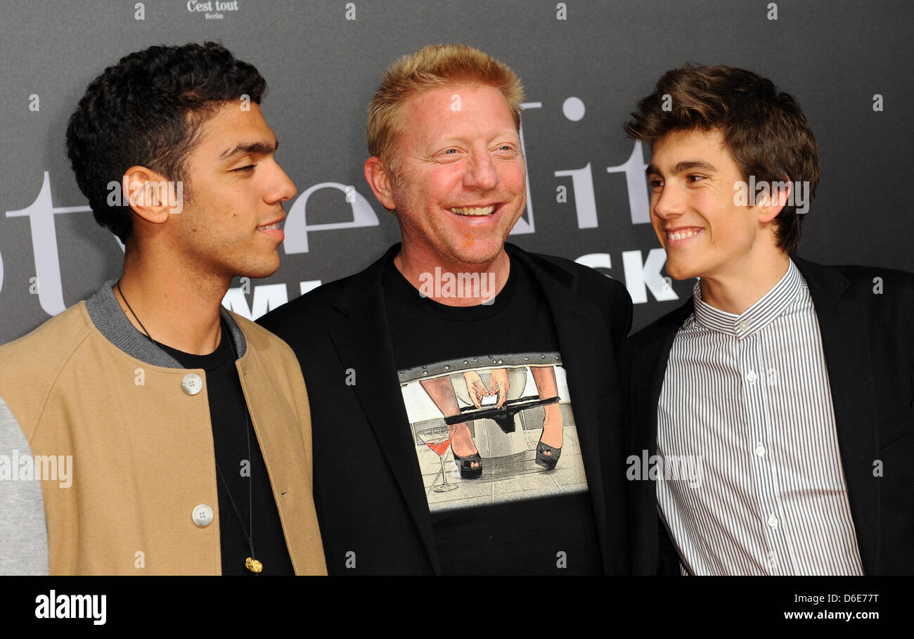German Noah Becker (L-R), his father, former tennis star Boris Becker and  tennis player Luke Steeb arrive at the Michalsky StyleNite offsite at  Tempodrom during Fashion Week in Berlin, Germany, 20 January