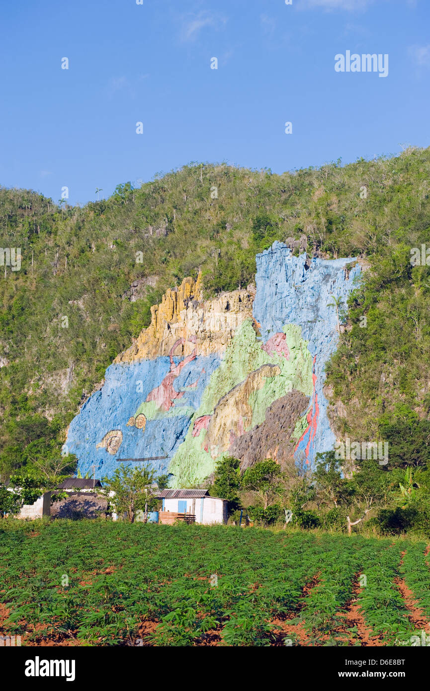 Mural de la Prehistoria, Unesco World Heritage Site, Vinales Valley, Cuba, West Indies, The Caribbean Stock Photo