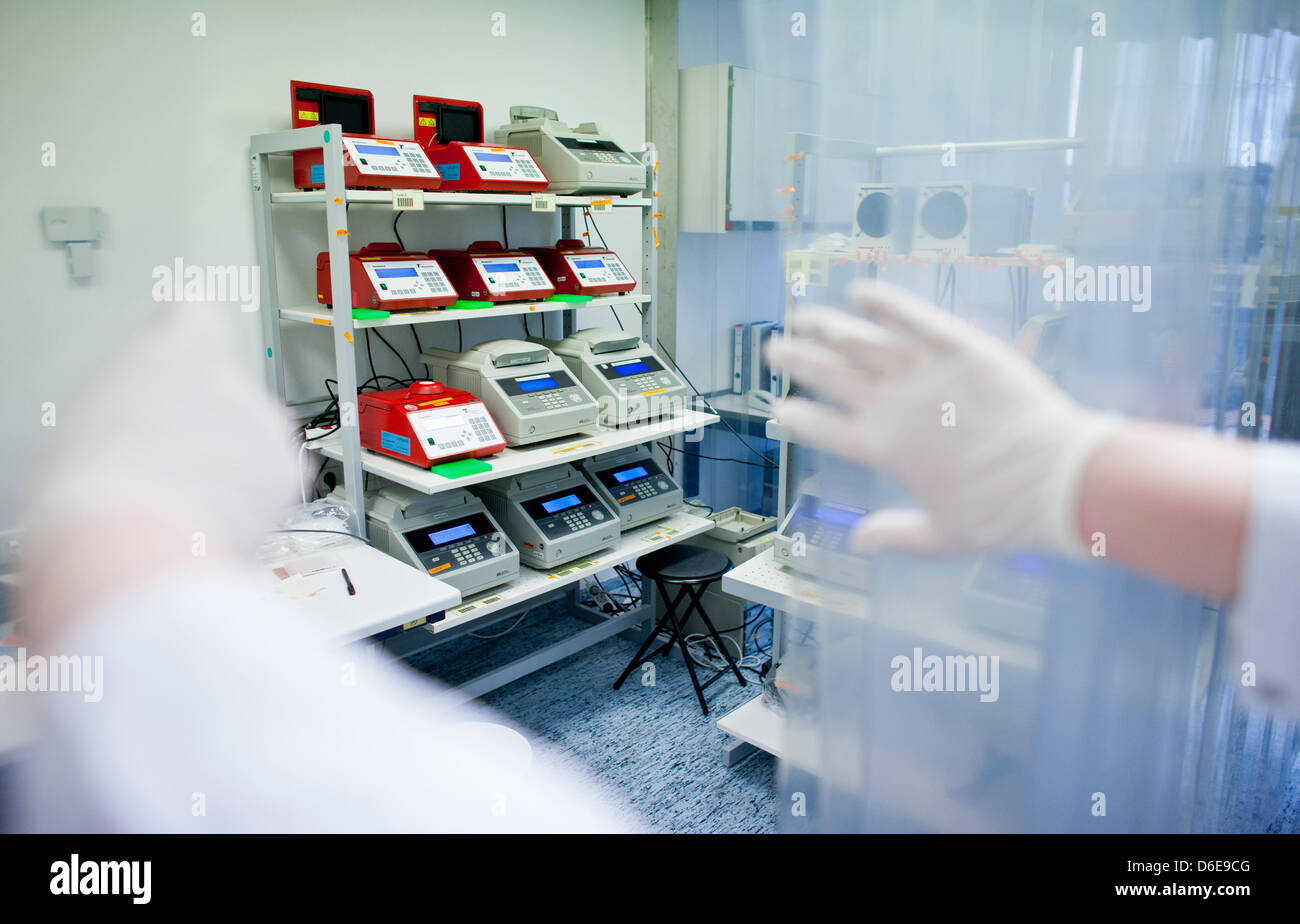 Tissue Typing Lab Instruments for the culturing of human DNA are seen in a laboratory of ...