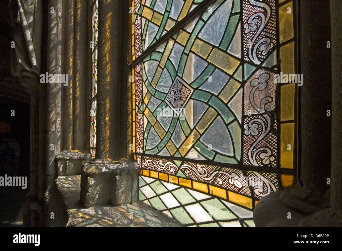 EUROPE, SPAIN, Burgos, Catholic Cathedral (1221), stained glass in cloisters Stock Photo