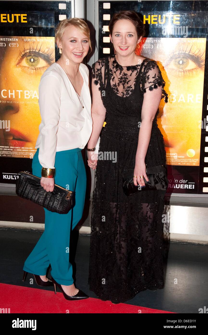 German actress Anna Maria Muehe (L-R) and Danish actress Stine Fischer Christensen attend the premiere of their new film 'Die Unsichtbare' (The Invisible) at Kulturbrauerei in Berlin, Germany, 25 January 2012. The film is presented in German cinemas on 09 February 2012. Photo: Sebastian Kahnert Stock Photo