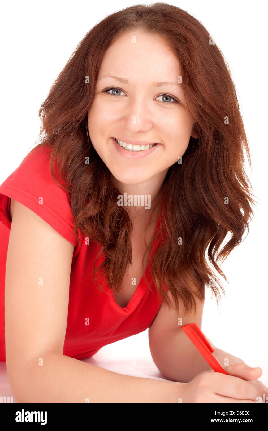 Student sitting and studying Stock Photo