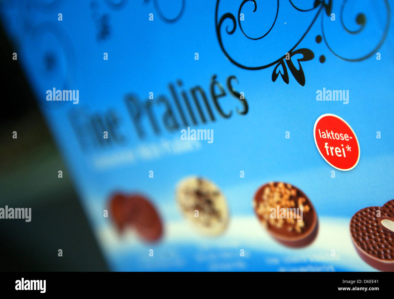 Lactosefree chocolates are featured at a booth in Cologne, Germany, 27 January 2012. More than