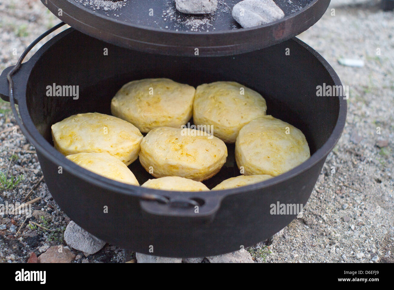 dutch oven biscuits at the campsite Stock Photo Alamy