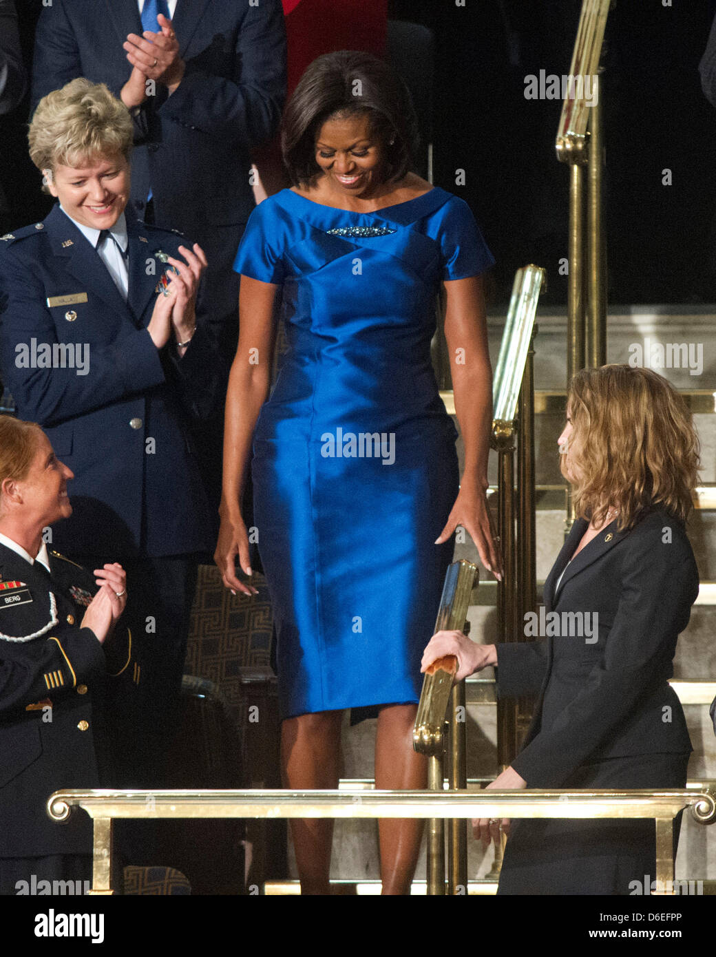 Michelle obama blue dress hi res stock photography and images Alamy