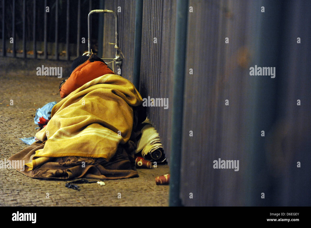A homeless is sleeping on the street in Berlin, Germany, 30 January ...
