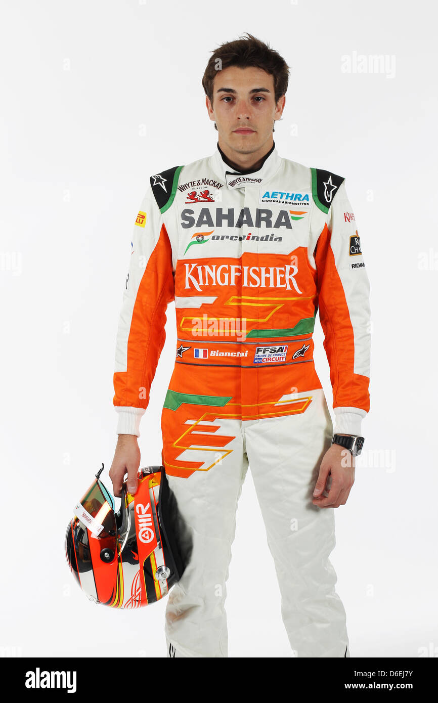 Jules Bianchi (FRA) - Sahara Force India Formula One Team - Driver Studio Photoshoot - Silverstone, UK, 02.02.2012 -  Sahara Force India Formula One Team Copyright Free Image Stock Photo